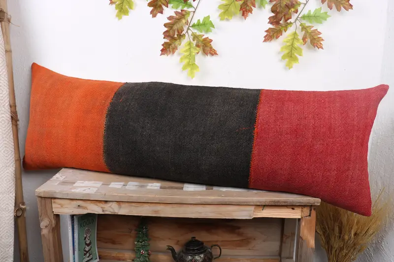 Kilim Pillow Cover, Vintage Kilim Pillow, Kilim Cushion Sham, 16x48 Red Pillow Sham, Comfy Throw Cushion Case, Pillow Sham - 4
