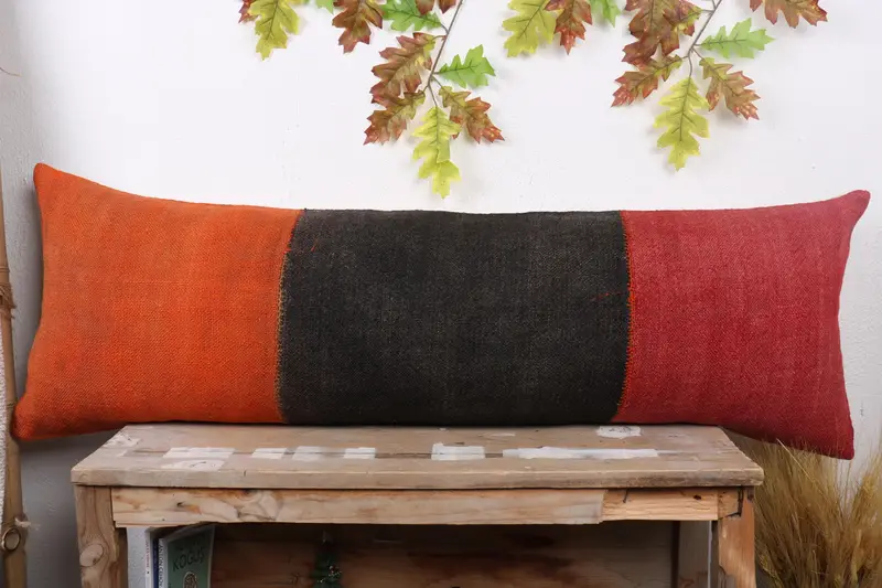 Kilim Pillow Cover, Vintage Kilim Pillow, Kilim Cushion Sham, 16x48 Red Pillow Sham, Comfy Throw Cushion Case, Pillow Sham - 2
