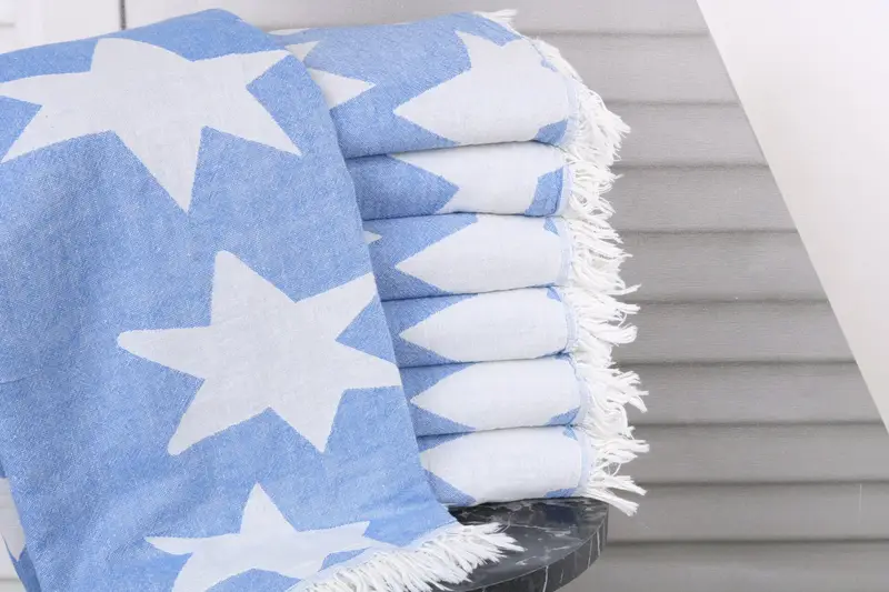 Peshtemal Towel, Quick-Dry Beach Towel, Quick-dry peshtemal, Wedding Gift Ideas, 68x36 Cotton Star Design Towel, Organic Turkish towel, Scarf Towel - 2