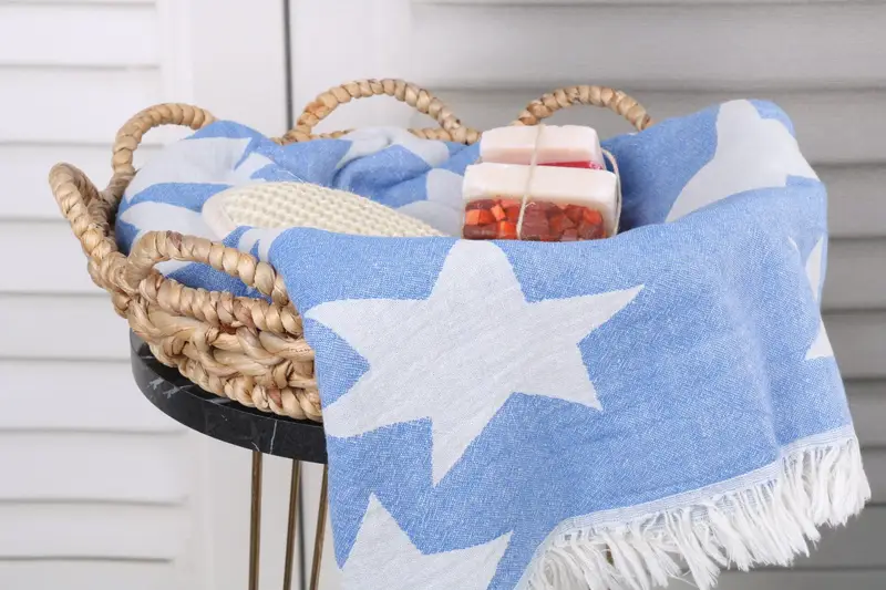 Peshtemal Towel, Quick-Dry Beach Towel, Quick-dry peshtemal, Wedding Gift Ideas, 68x36 Cotton Star Design Towel, Organic Turkish towel, Scarf Towel - 3
