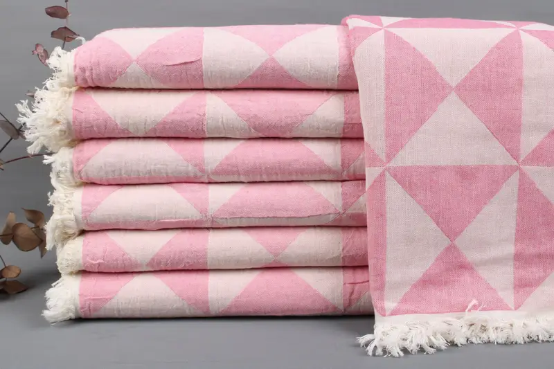 Personalized Turkish Beach Towel Geometric, Beige, 40x71 Inches