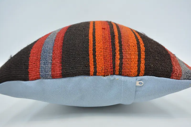 Vintage Kilim Pillow, Armchair Cushion Case, Decorative Bolster Pillow, Boho Pillow, Cushion Case, Ethnical Kilim Rug Pillow, 16x24 Orange Cushion - 5
