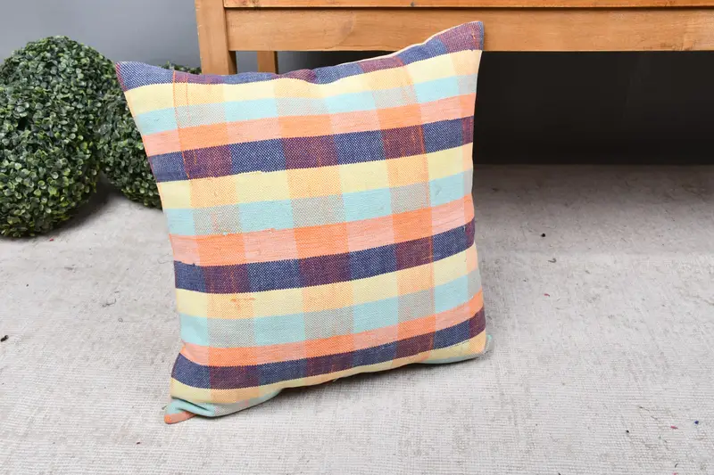 Boho Pillow, 18x18 Green Cushion Cover, Ethnical Kilim Rug Pillow, Boho Pillow Sham Cover, Square Throw Pillow Case, Cushion Case - 7