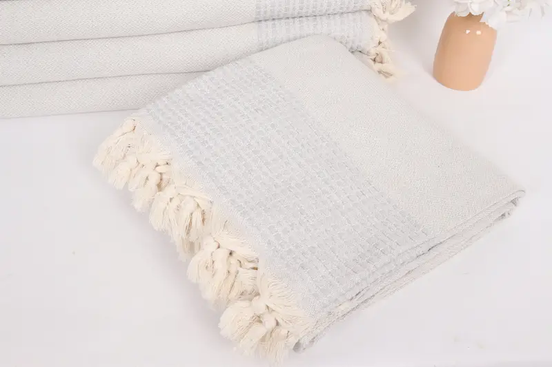 Turkish Cotton Throw Blanket, Summer Gift, Shower Curtain, 96x92 Cotton Striped Towel, Woven Throw Blanket, Housewarming Gift, Boho Throw Blankets - 5