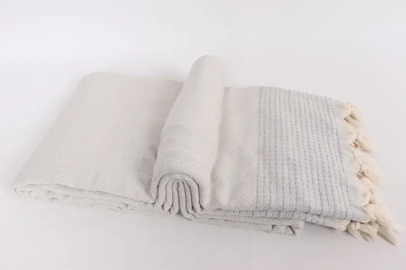 Turkish Cotton Throw Blanket, Summer Gift, Shower Curtain, 96x92 Cotton Striped Towel, Woven Throw Blanket, Housewarming Gift, Boho Throw Blankets - 6