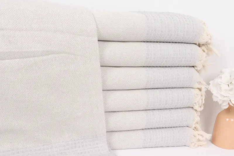 Turkish Cotton Throw Blanket, Summer Gift, Shower Curtain, 96x92 Cotton Striped Towel, Woven Throw Blanket, Housewarming Gift, Boho Throw Blankets - 1