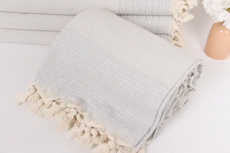 Turkish Cotton Throw Blanket, Summer Gift, Shower Curtain, 96x92 Cotton Striped Towel, Woven Throw Blanket, Housewarming Gift, Boho Throw Blankets - 4