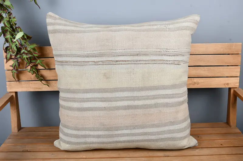 Pillow Sham, Antique Pillows, Vintage Kilim Throw Pillow, Customized Pillow, Interior Designer Pillow, Tapestry Cushion, 28x28 Beige Cushion - 6