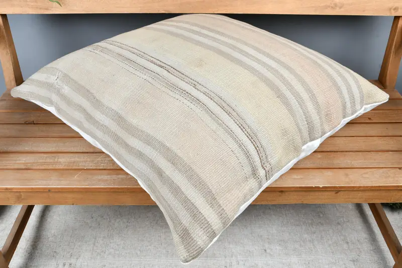 Pillow Sham, Antique Pillows, Vintage Kilim Throw Pillow, Customized Pillow, Interior Designer Pillow, Tapestry Cushion, 28x28 Beige Cushion - 2