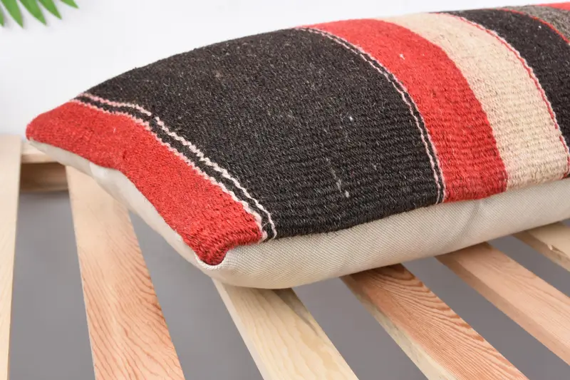 Cotton Pillow Cover, Pillow, Vintage Kilim Pillow, Boho Pillow, Kilim Pillow Cover, Ikat Pillow Sham, 12x43 Red Pillow Cover - 6