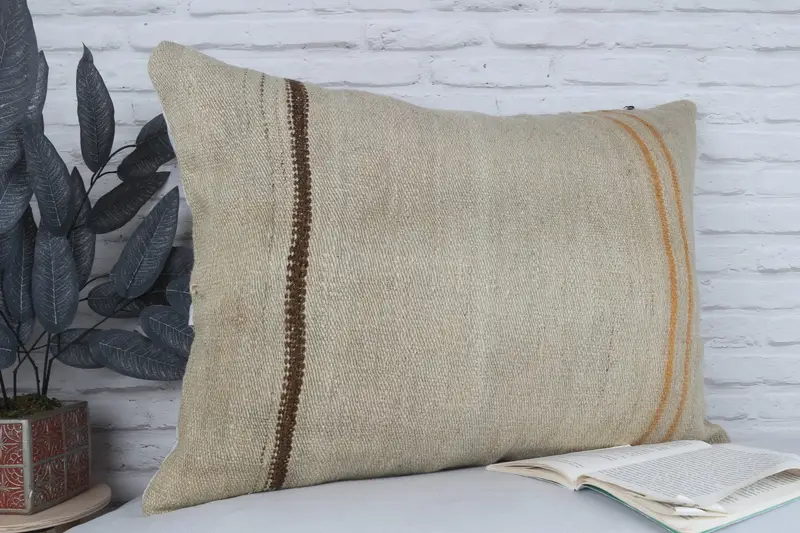 Interior Designer Pillow, Muted Cushion Case, Pillow Sham, 20x28 Beige Cushion Case, Handmade Kilim Cushion, Decorative Pillow Sham, Pillow for Sofa - 3
