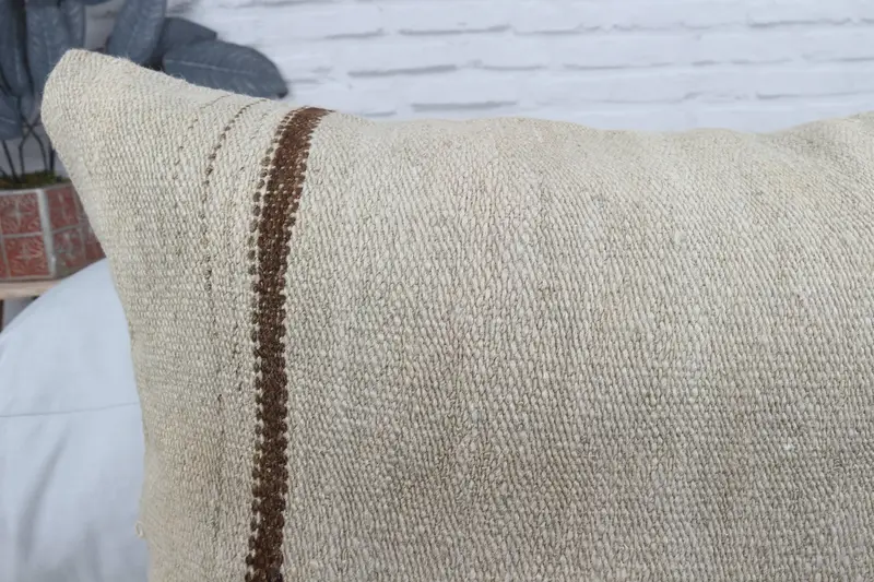 Interior Designer Pillow, Muted Cushion Case, Pillow Sham, 20x28 Beige Cushion Case, Handmade Kilim Cushion, Decorative Pillow Sham, Pillow for Sofa - 5