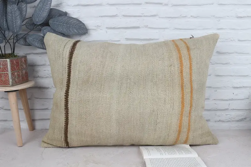 Interior Designer Pillow, Muted Cushion Case, Pillow Sham, 20x28 Beige Cushion Case, Handmade Kilim Cushion, Decorative Pillow Sham, Pillow for Sofa - 1