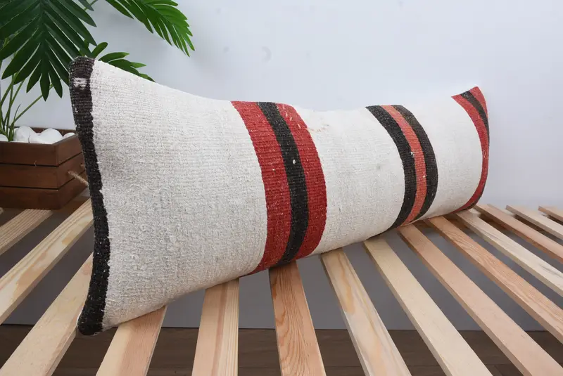 Vintage Pillow, Vintage Kilim Throw Pillow, Retro Cushion Cover, Pillow, Anatolian Pillow Sham, 12x36 White Pillow Sham, Pillow for Couch - 4