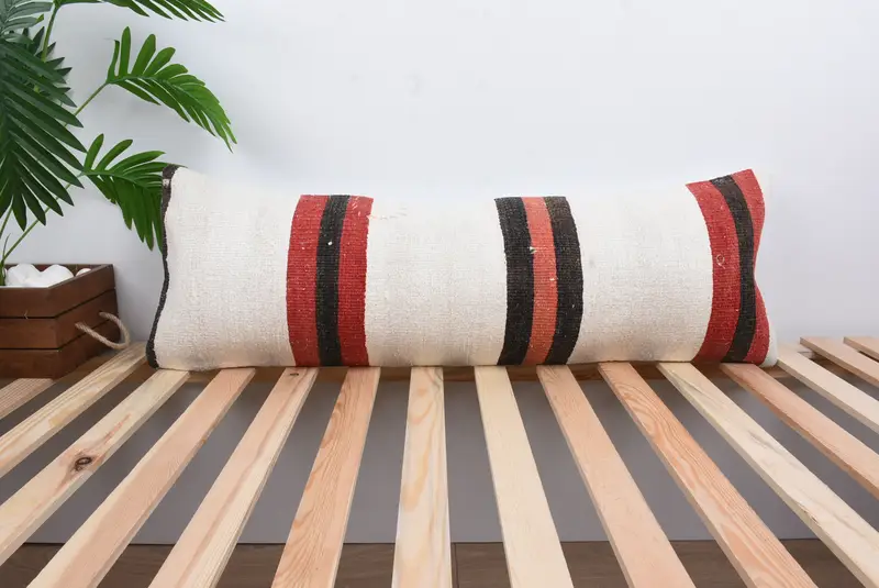 Vintage Pillow, Vintage Kilim Throw Pillow, Retro Cushion Cover, Pillow, Anatolian Pillow Sham, 12x36 White Pillow Sham, Pillow for Couch - 1