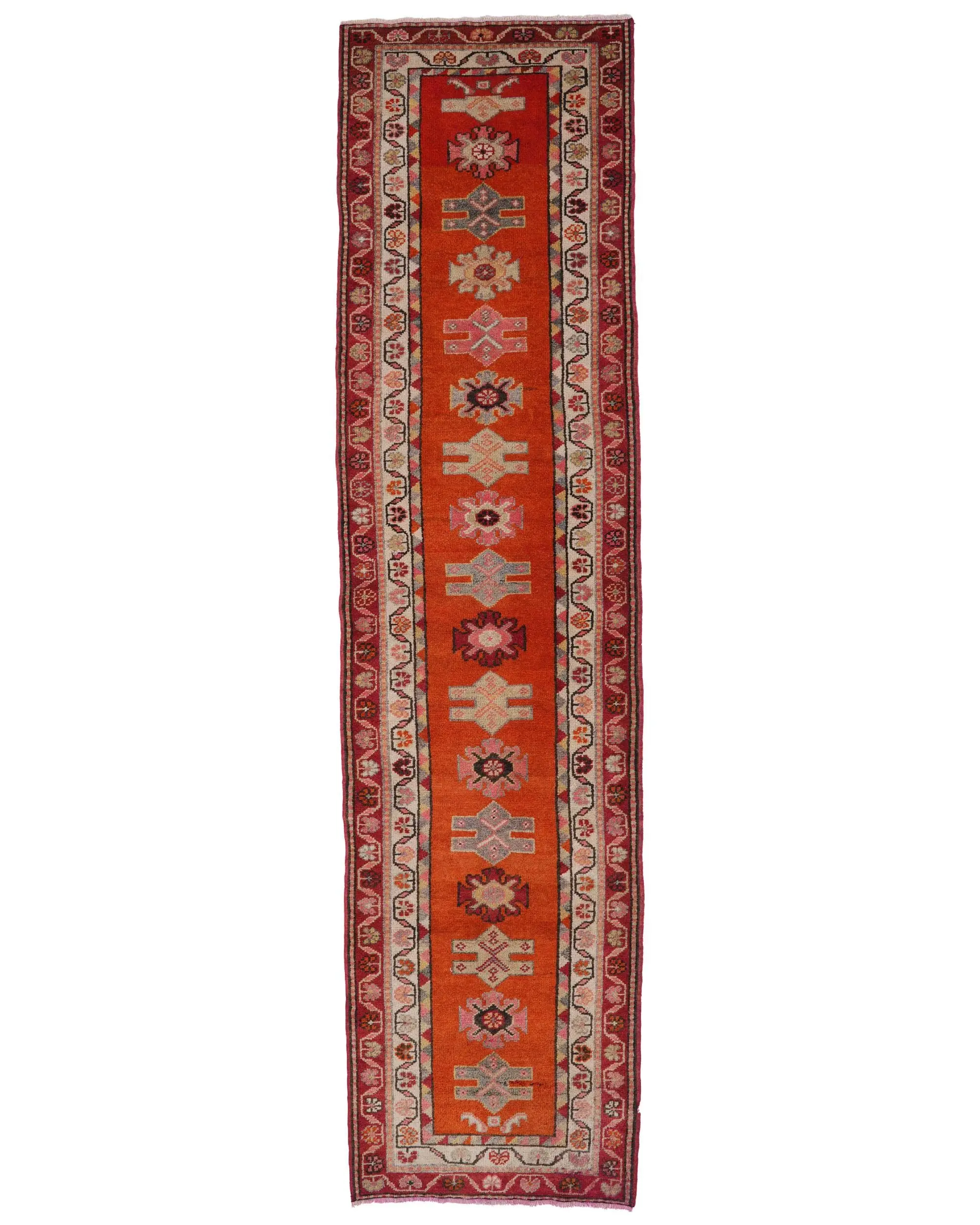 2.9x11.9 ft Runner Vintage Rug, Red Moroccan Turkish Rug - 1