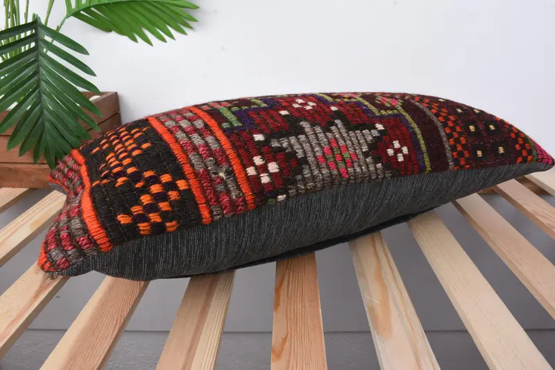 Pillow for Couch, Boho Pillow Sham Cover, Cushion Cover, Vintage Kilim Pillow, 12x24 Pink Pillow Case, Crochet Pattern Pillow Case - 6