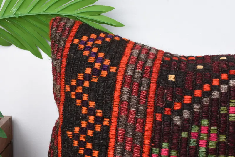 Pillow for Couch, Boho Pillow Sham Cover, Cushion Cover, Vintage Kilim Pillow, 12x24 Pink Pillow Case, Crochet Pattern Pillow Case - 2