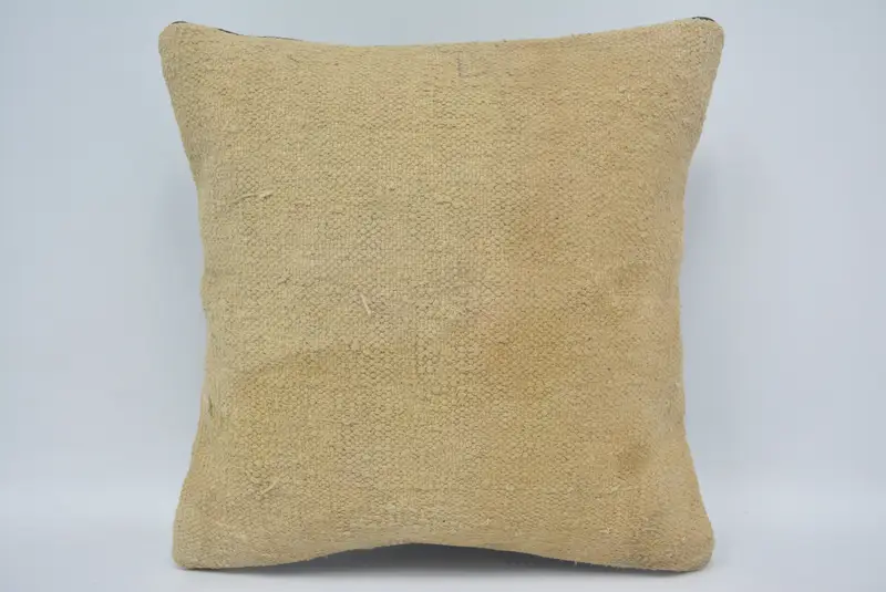 Pillow Case, 14x14 Beige Cushion Case, Vintage Kilim Pillow, Aesthetic Pillow Case, Boho Pillow, Kilim Cushion Sham, Toss Pillow Sham - 1
