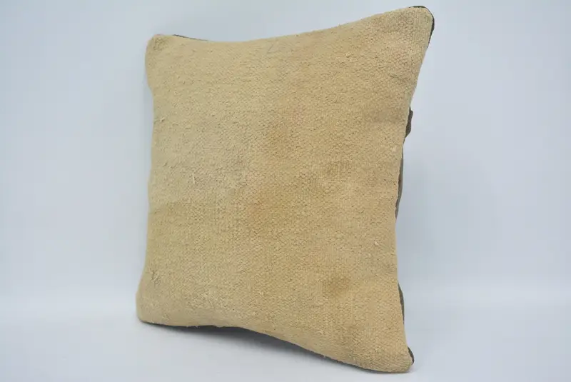 Pillow Case, 14x14 Beige Cushion Case, Vintage Kilim Pillow, Aesthetic Pillow Case, Boho Pillow, Kilim Cushion Sham, Toss Pillow Sham - 4