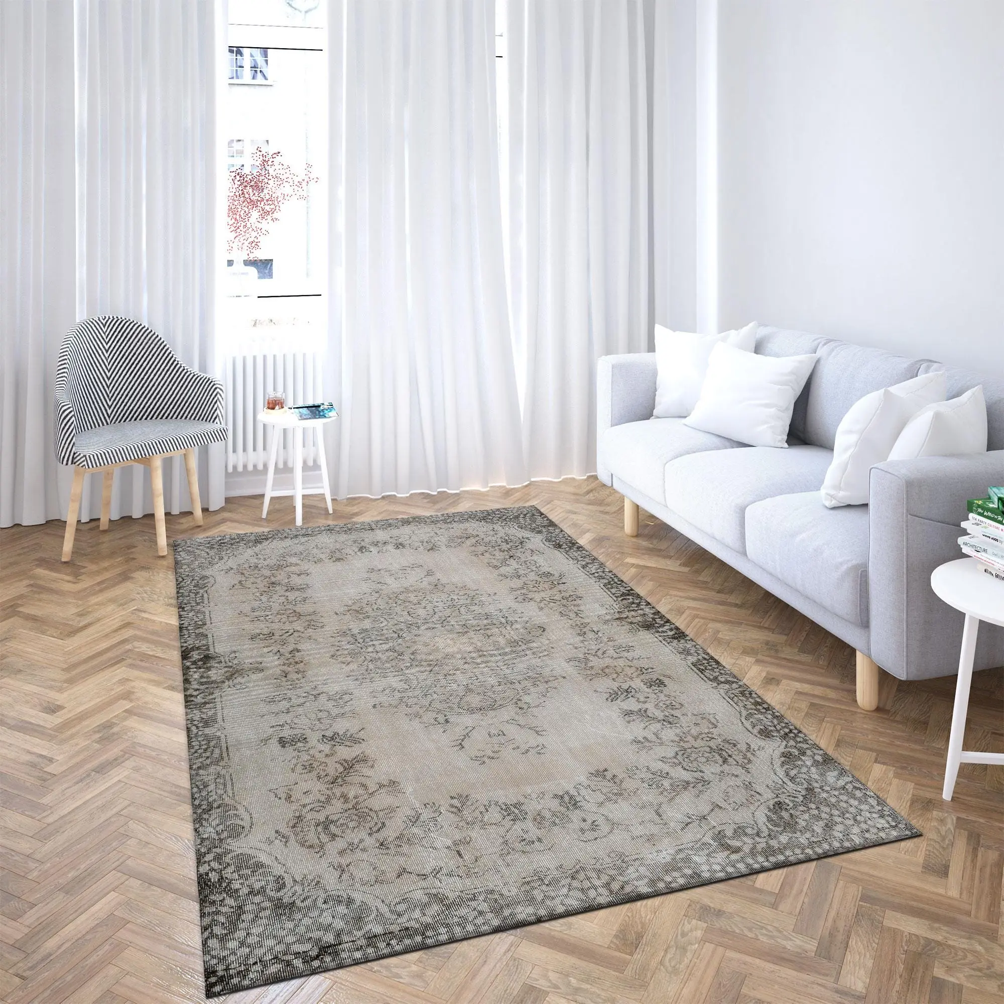 Medallion Vintage Printed Rug: Ethnic Pattern & Timeless Elegance - 1
