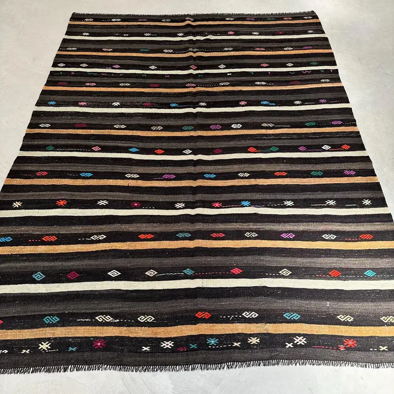 7,3x9,5 Fuß südwestlicher Teppich, Schwarz und Orange