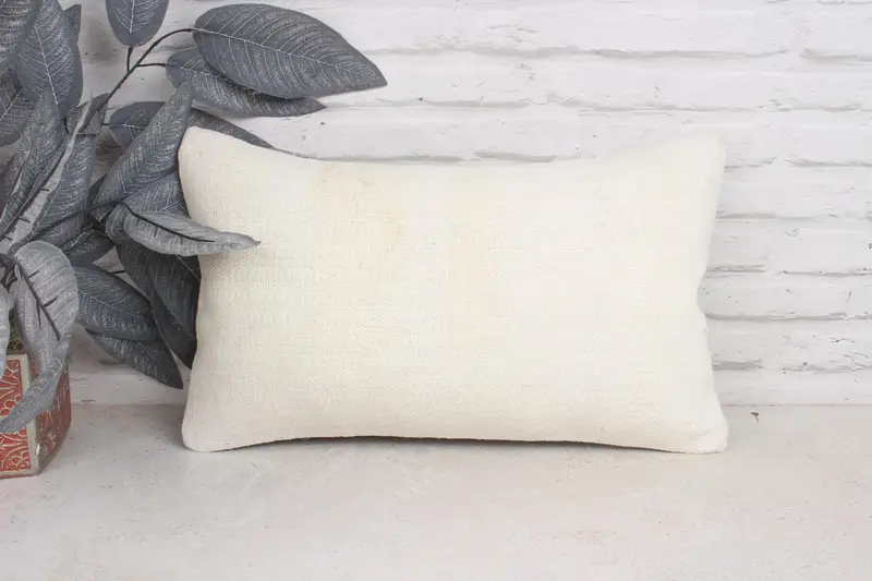 Pillow Cover, 12x20 White Pillow Case, Vintage Kilim Throw Pillow, Armchair Cushion Cover, Turkish Kilim Pillow, Turkish Pillow - 1