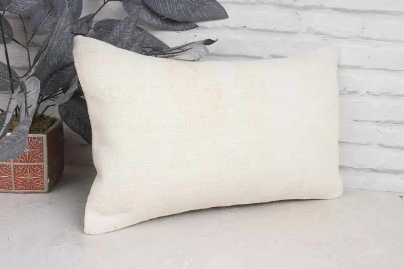 Pillow Cover, 12x20 White Pillow Case, Vintage Kilim Throw Pillow, Armchair Cushion Cover, Turkish Kilim Pillow, Turkish Pillow - 3