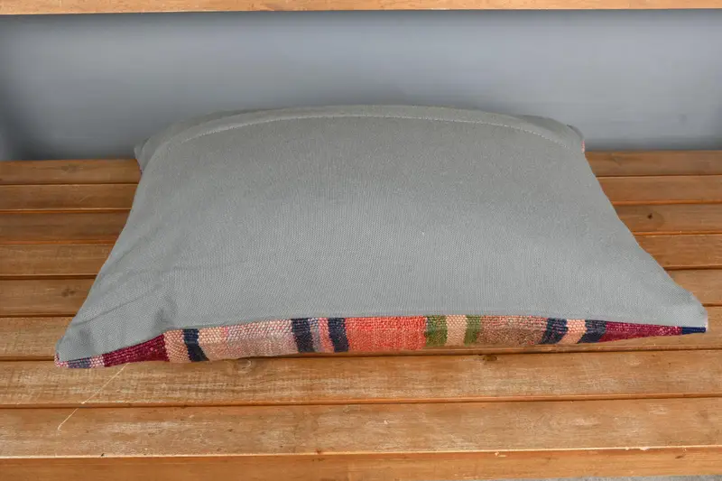 Kilim Pillow, Bench Pillow Sham, Antique Pillows, Pillow, Garden Cushion Cover, 16x24 Orange Pillow Sham, Handmade Kilim Cushion - 5