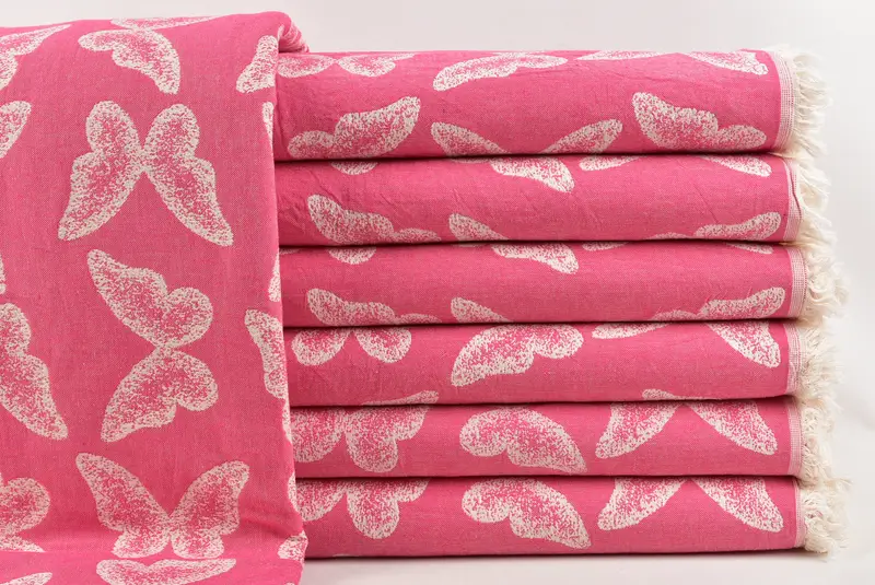 96x80 Cotton Butterfly Pattern Towel, Gift For The Home, Bachelorette Gifts, Bedspread, Gift For The Home Decor, Shower Curtain, Decorative Blanket - 1