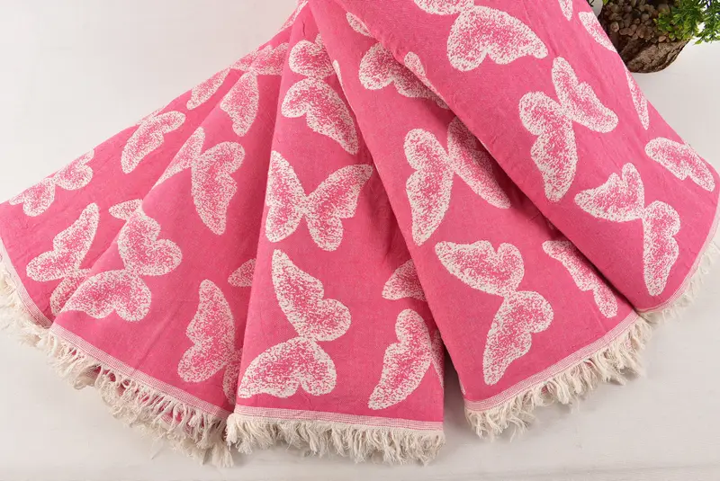 96x80 Cotton Butterfly Pattern Towel, Gift For The Home, Bachelorette Gifts, Bedspread, Gift For The Home Decor, Shower Curtain, Decorative Blanket - 4