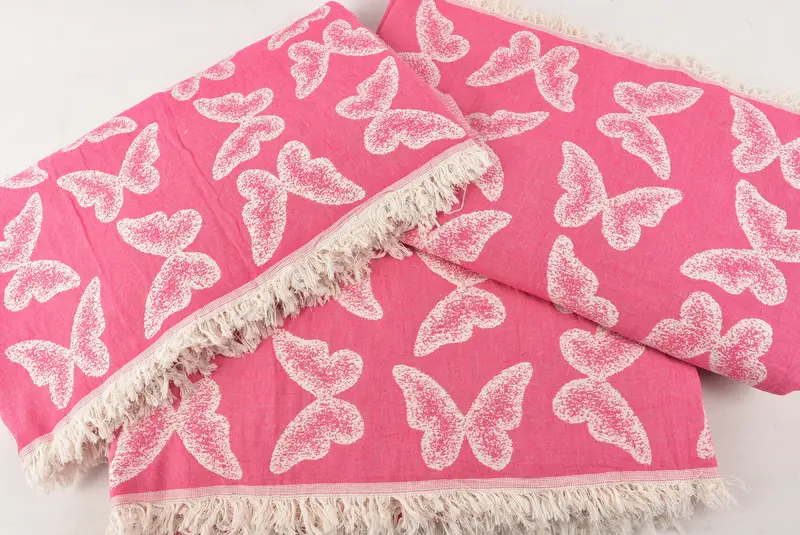 96x80 Cotton Butterfly Pattern Towel, Gift For The Home, Bachelorette Gifts, Bedspread, Gift For The Home Decor, Shower Curtain, Decorative Blanket - 6