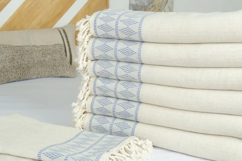 Decorative Blanket, Organic Throw, Turkish Cotton Blanket, 100x88 Cotton Kilim Design Towel, Custom Blanket, Bridesmaid Gifts, Halloween Gifts - 3