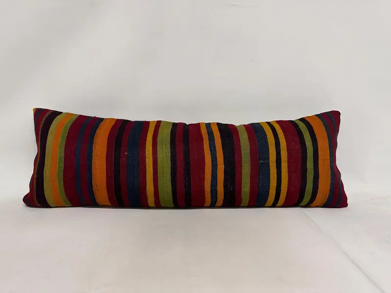 Aztec Pillow, 16x48 Red Cushion, Handmade Kilim Cushion, Kilim Cushion Sham, Kilim Pillow Cover, Cushion Case, Decorative Bolster Pillow - 1