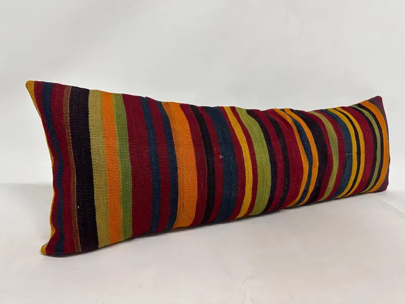 Aztec Pillow, 16x48 Red Cushion, Handmade Kilim Cushion, Kilim Cushion Sham, Kilim Pillow Cover, Cushion Case, Decorative Bolster Pillow - 3