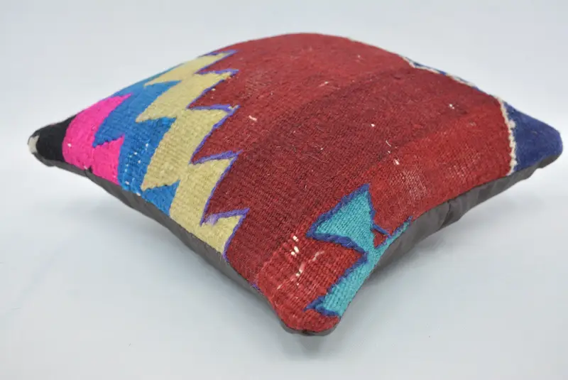Square Throw Pillow, Boho Pillow Sham Cover, 12x12 Red Pillow Case, Kilim Pillow Cover, Cushion, Gift Pillow, Oriental Pillow, Outdoor Patio Pillow - 6