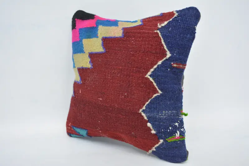 Square Throw Pillow, Boho Pillow Sham Cover, 12x12 Red Pillow Case, Kilim Pillow Cover, Cushion, Gift Pillow, Oriental Pillow, Outdoor Patio Pillow - 4