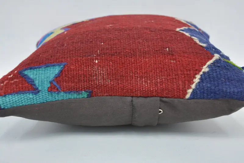 Square Throw Pillow, Boho Pillow Sham Cover, 12x12 Red Pillow Case, Kilim Pillow Cover, Cushion, Gift Pillow, Oriental Pillow, Outdoor Patio Pillow - 5