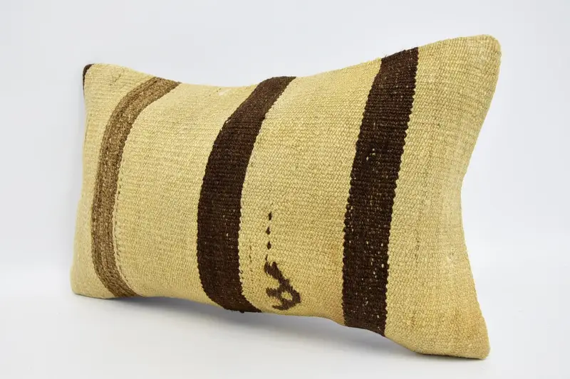 Pillow, Floor Cushion Cover, Muted Cushion, Vintage Kilim Throw Pillow, Interior Designer Pillow, 12x20 Beige Pillow, Turkish Kilim Pillow - 4