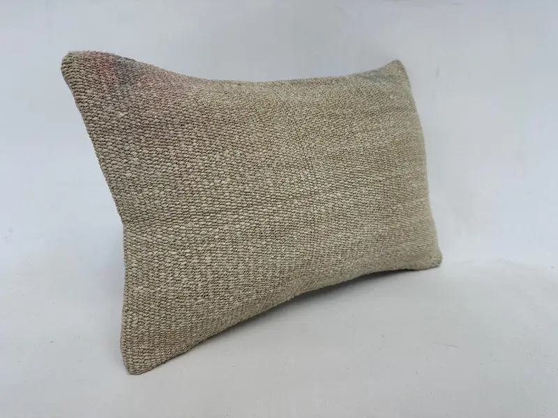 Vintage Kilim Pillow, Bolster Cushion, Rustic Pillow Cover, Boho Pillow Sham Cover, 12x20 Beige Pillow, Pillow Cover, Ikat Cushion Case, Gift Pillow - 3