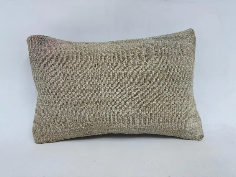 Vintage Kilim Pillow, Bolster Cushion, Rustic Pillow Cover, Boho Pillow Sham Cover, 12x20 Beige Pillow, Pillow Cover, Ikat Cushion Case, Gift Pillow - 1