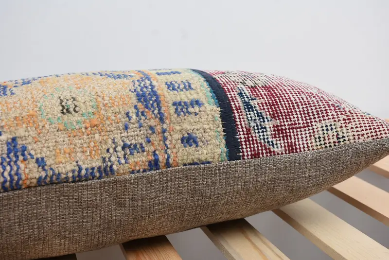 Ethnical Kilim Rug Pillow, Christmas Pillow, Bright Pillow Sham, Turkish Kilim Pillow, 12x24 Blue Pillow Case, Pillow for Couch, Cushion Cover - 7