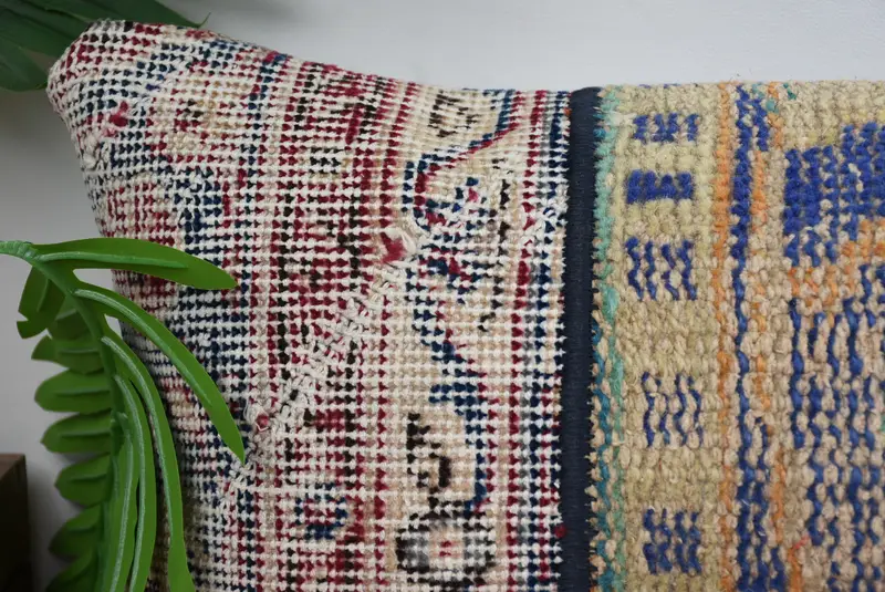 Ethnical Kilim Rug Pillow, Christmas Pillow, Bright Pillow Sham, Turkish Kilim Pillow, 12x24 Blue Pillow Case, Pillow for Couch, Cushion Cover - 2