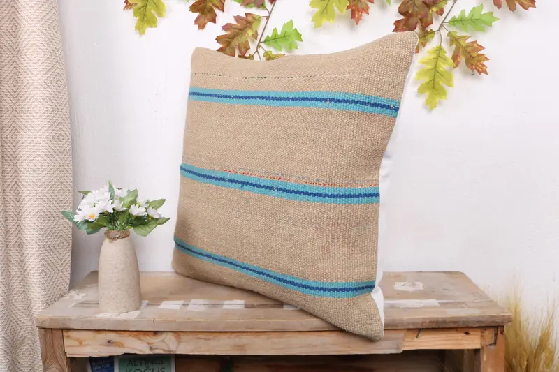 20x20 Brown Pillow, Kilim Pillow, Floor Cushion Case, Tapestry Cushion Cover, Boho Pillow, Pillow Case, Antique Pillows, Accent Throw Pillow Cover - 4