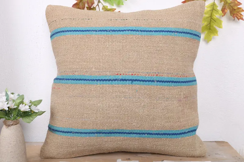 20x20 Brown Pillow, Kilim Pillow, Floor Cushion Case, Tapestry Cushion Cover, Boho Pillow, Pillow Case, Antique Pillows, Accent Throw Pillow Cover - 2