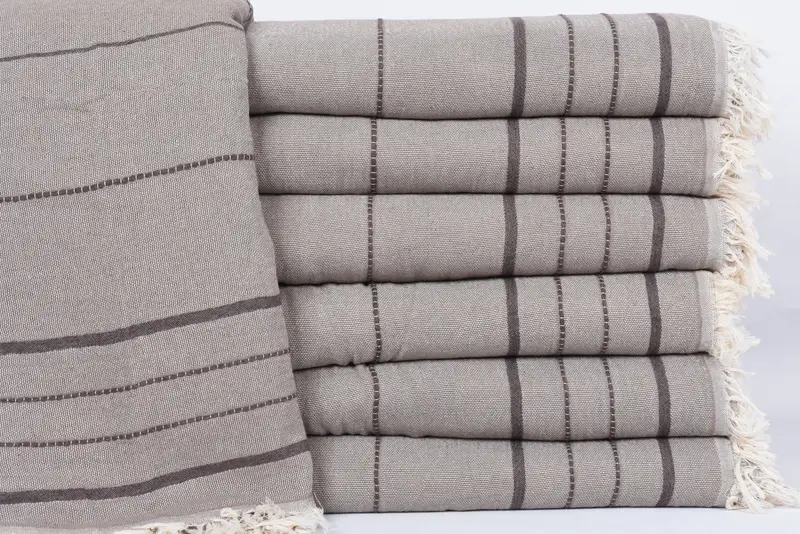 Personalized Brown Striped Organic Cotton Blanket, 99x79 Inches