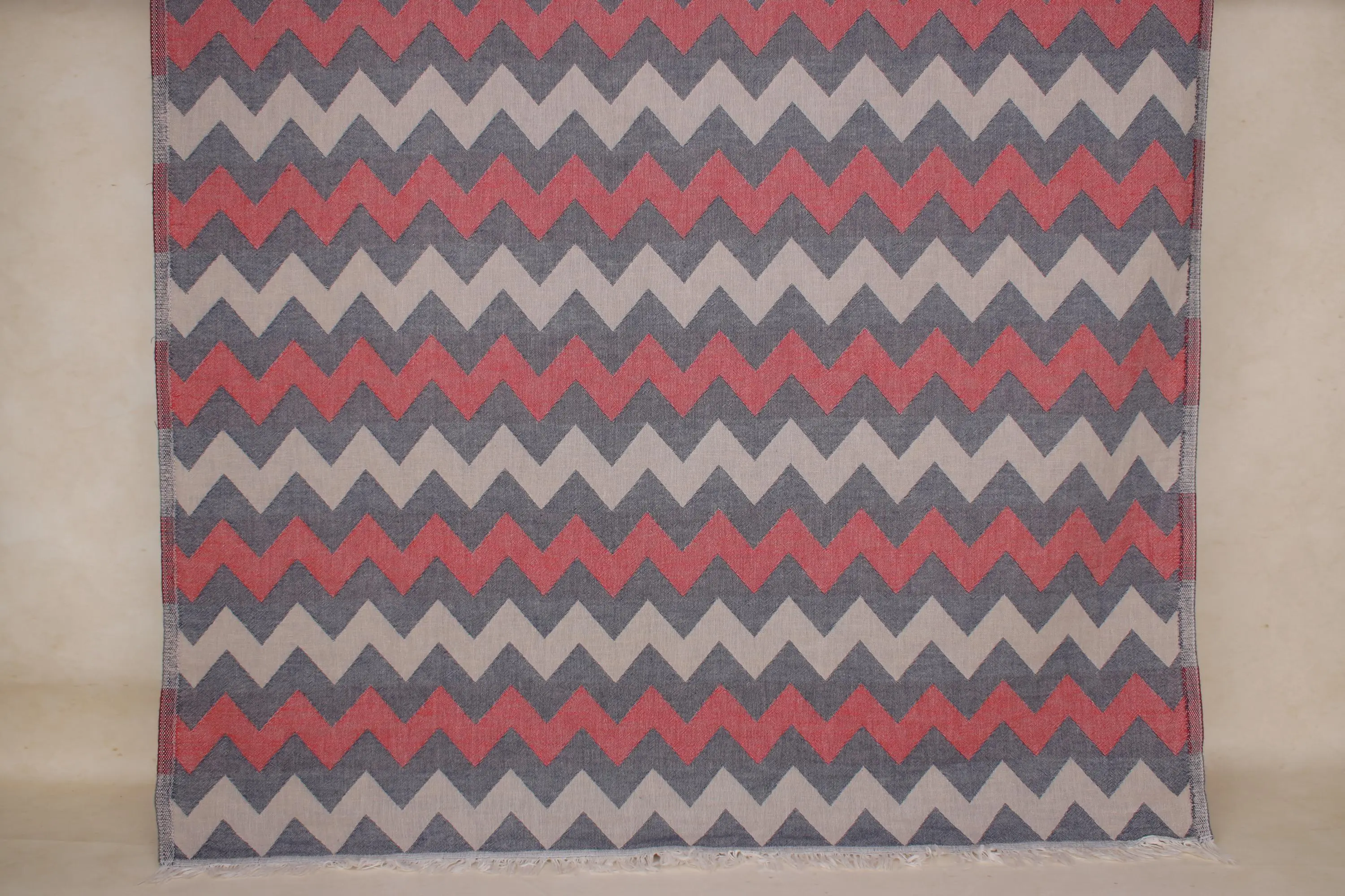 Lightweight Personalized Turkish Cotton Chevron Beach Towel, Beige, 34x63 Inches - 1