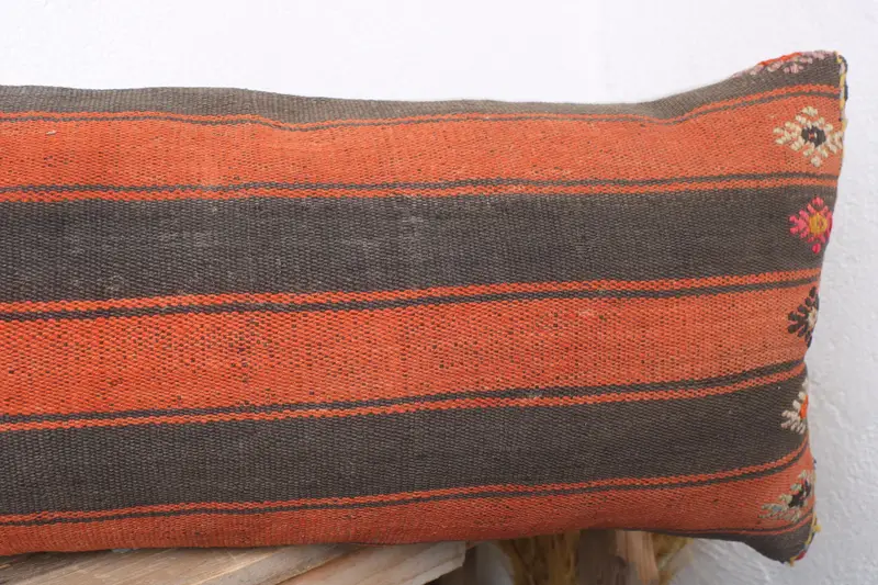 Throw Kilim Pillow, Handmade Pillow Case, Ethnical Kilim Rug Pillow, Kilim Cushion Sham, Pillow, 12x36 Red Pillow Sham, Patio Pillow Sham - 5