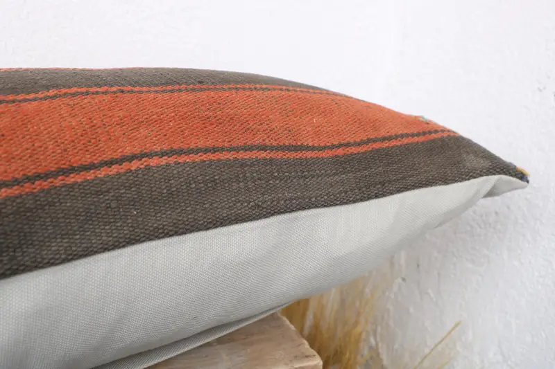 Throw Kilim Pillow, Handmade Pillow Case, Ethnical Kilim Rug Pillow, Kilim Cushion Sham, Pillow, 12x36 Red Pillow Sham, Patio Pillow Sham - 6
