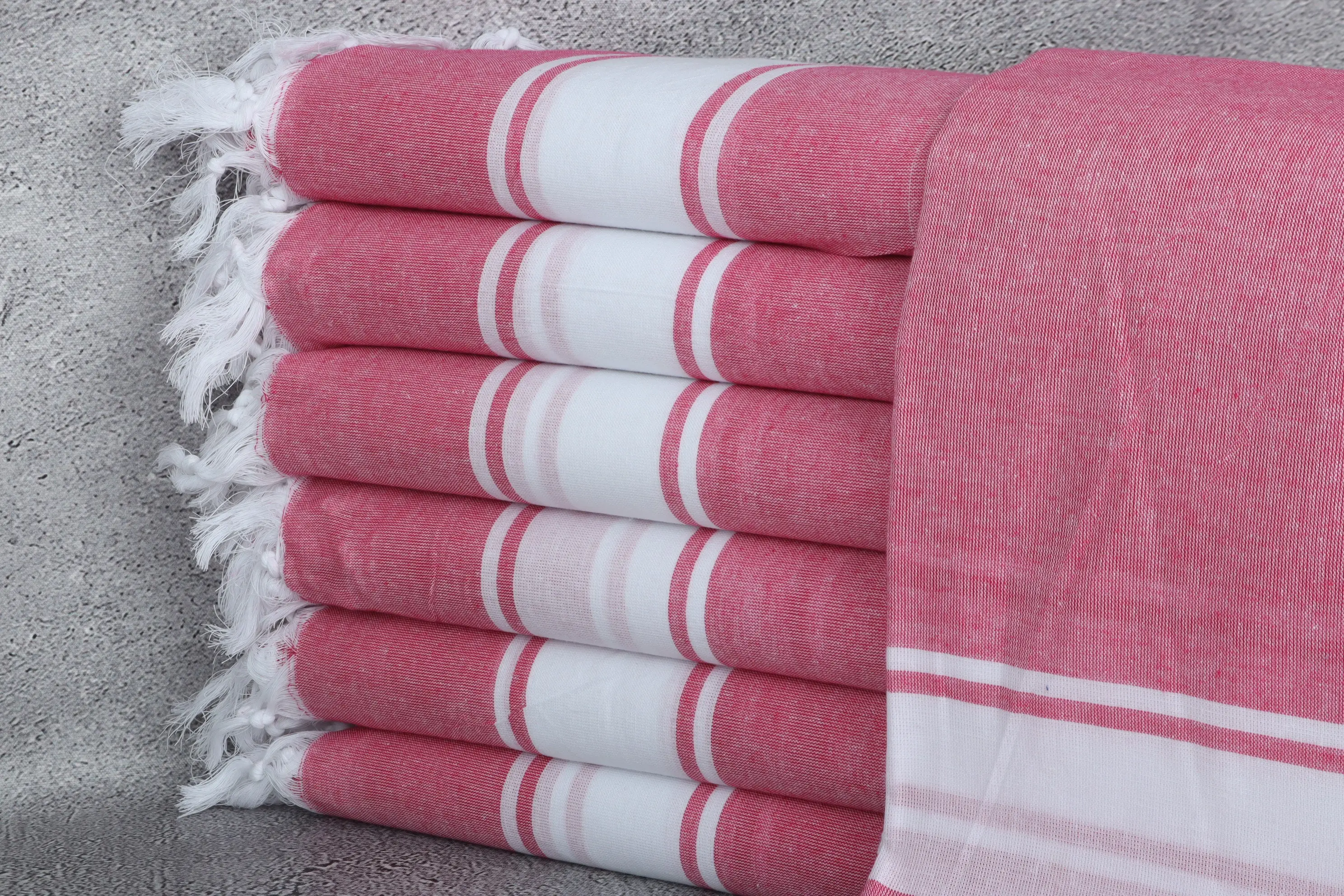 Personalized Turkish Towel Fuchsia Cotton Striped, 40x71 Inches - 1